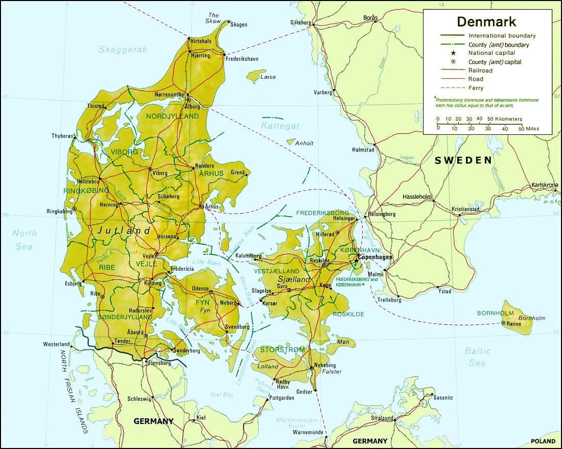 Mapa dánska geografia