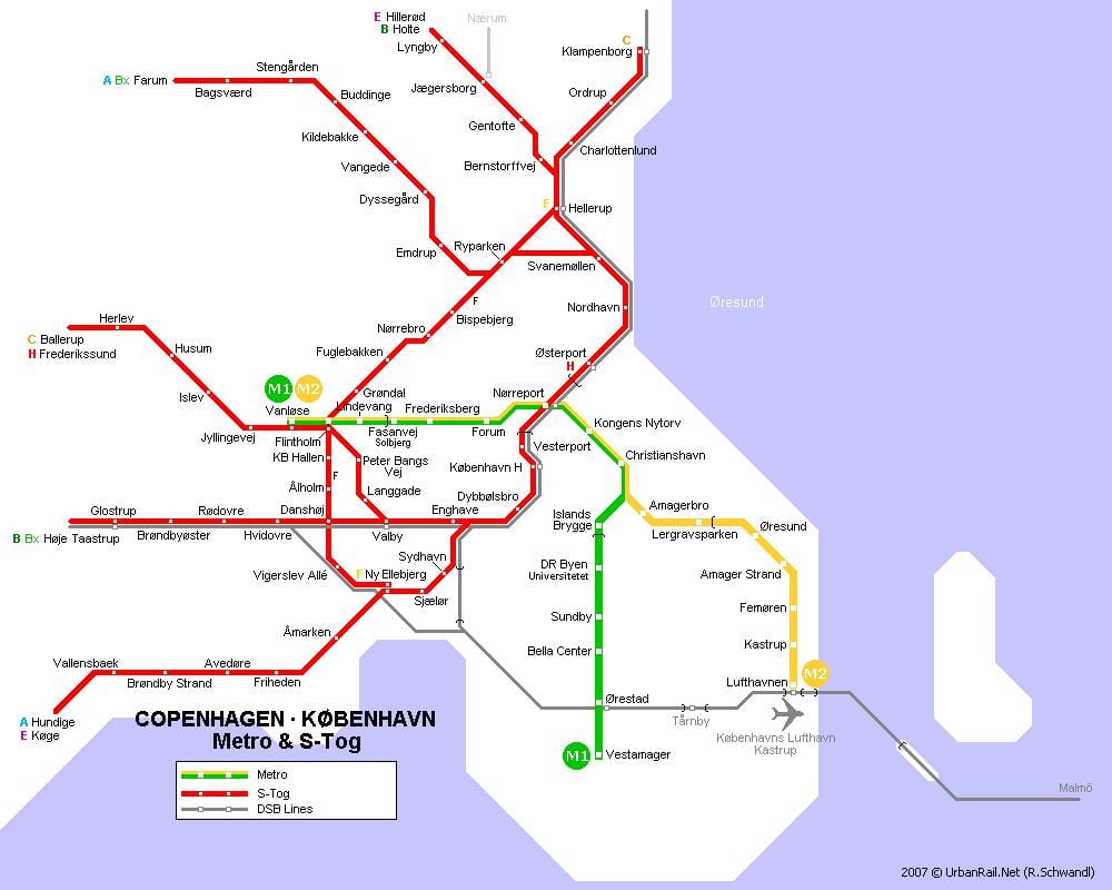 Mapa dánska metro