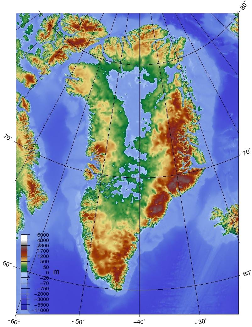 Mapa dánska topografické