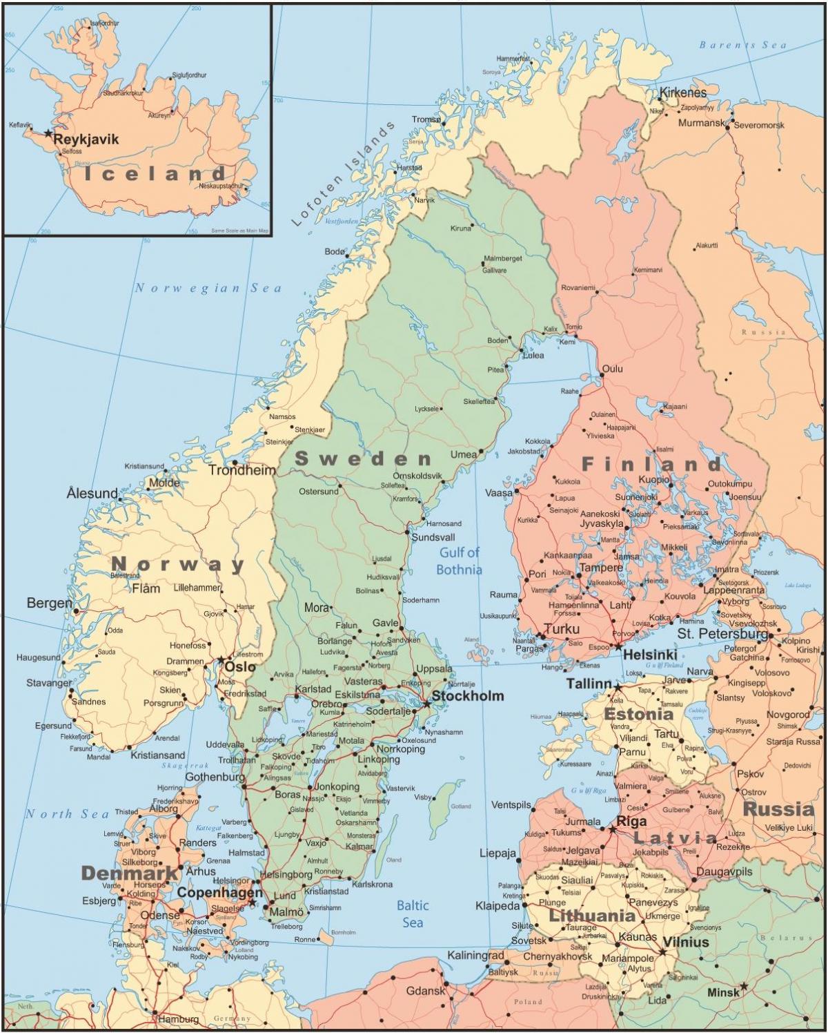 mapa dánska a okolitých krajín