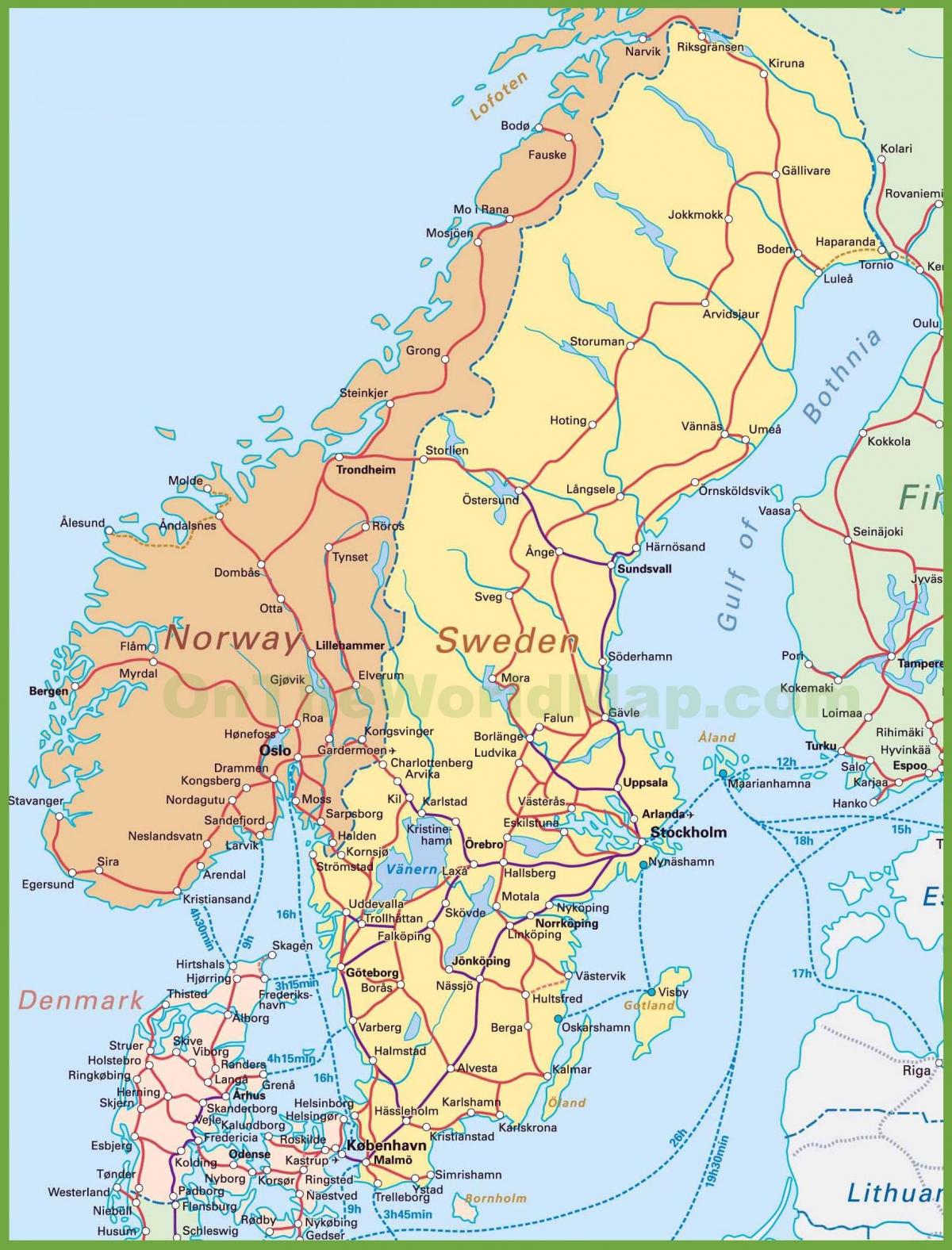mapa dánska a nórska