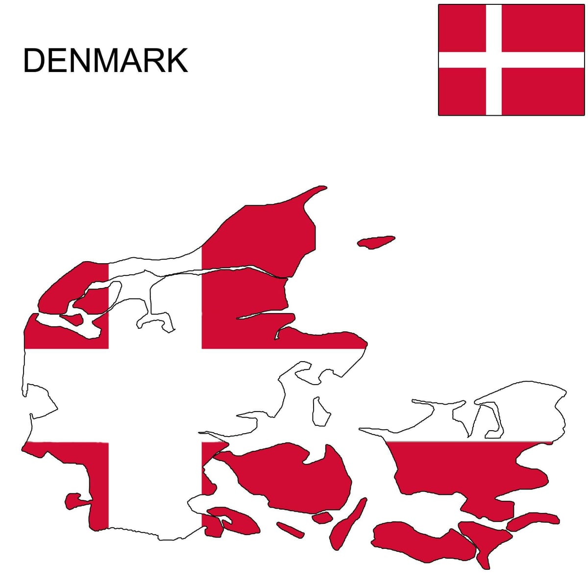 Mapa dánska vlajka