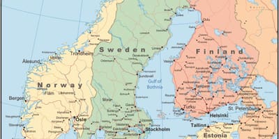 Mapa dánska a okolitých krajín