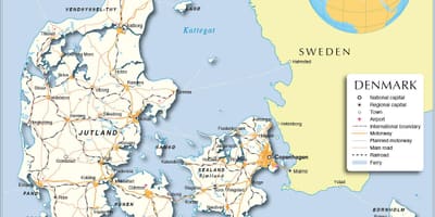 Mapa cez dánsko