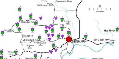 Mapa dánska vinárstvo 